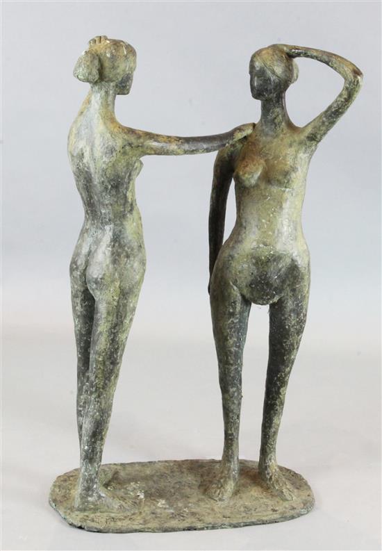 § David Wynne (1926). A bronze garden statue Sisters, H.3ft 8in.